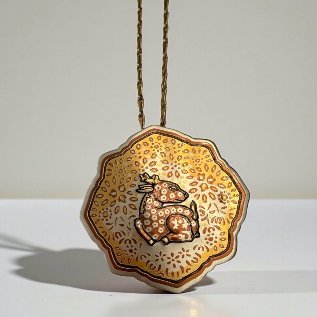 Vintage Reed Barton Damascene Baby Deer Collectible Pendant Necklace 28$